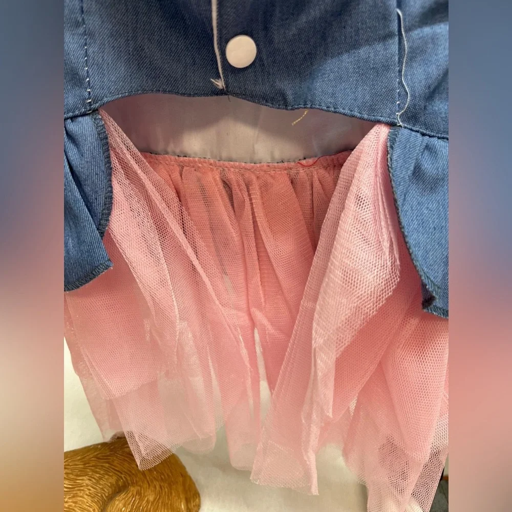 Navy and pink denim dress for dogs